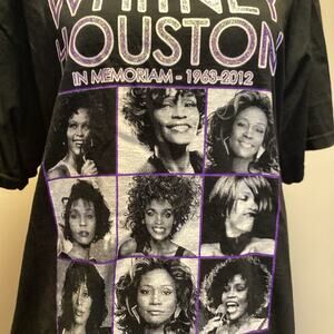 In Memory of Whitney Houston Queen of Pop 1963 - 2012 Women Large Black TShirt